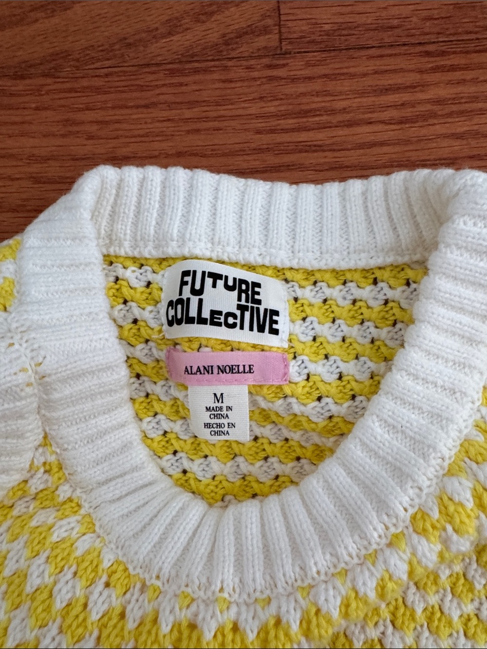 Yellow and White Knit Cropped Tank - Picture 2 of 2